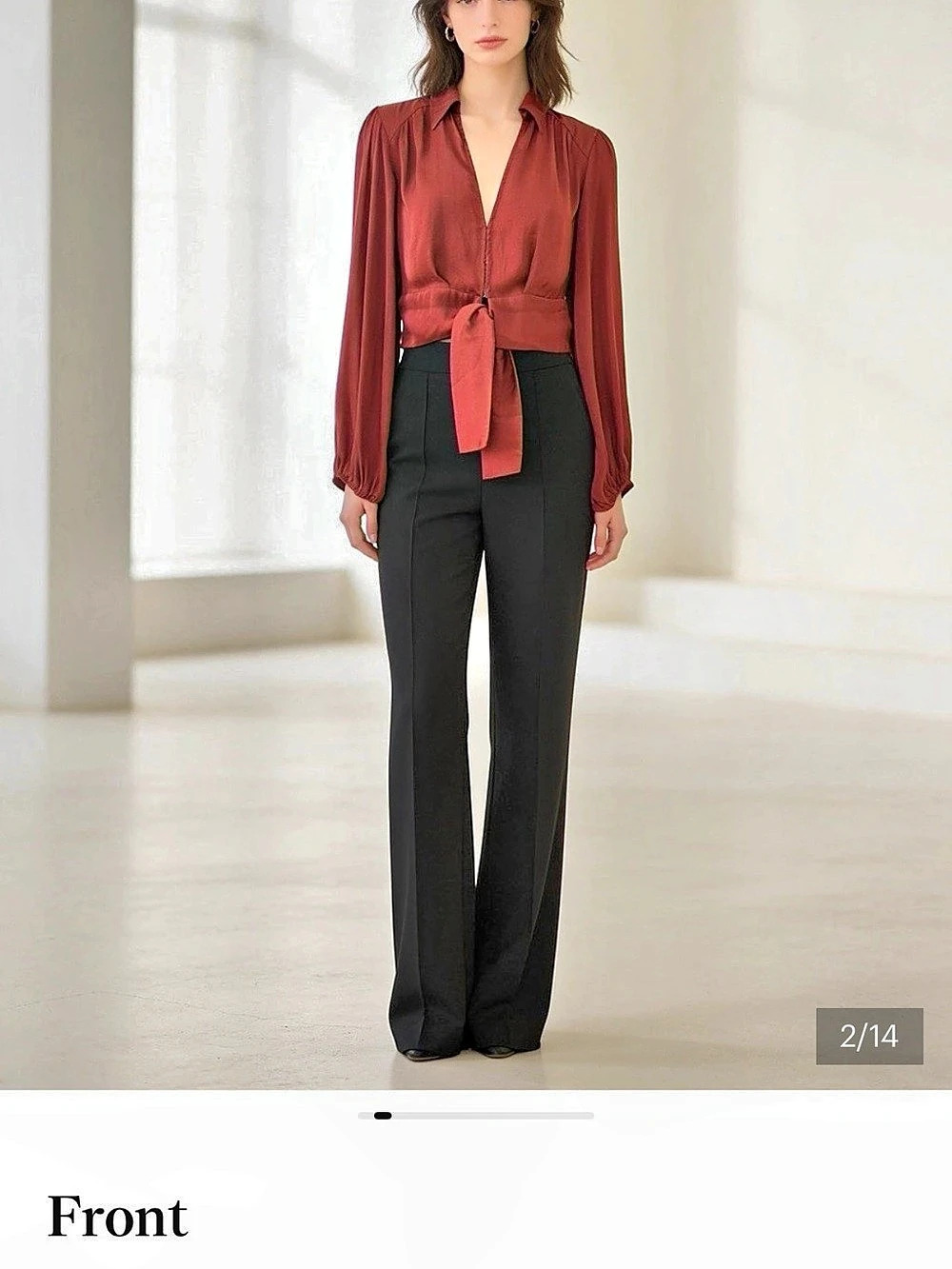 Free People Star Eyes Crinkle Satin Top Red Like New